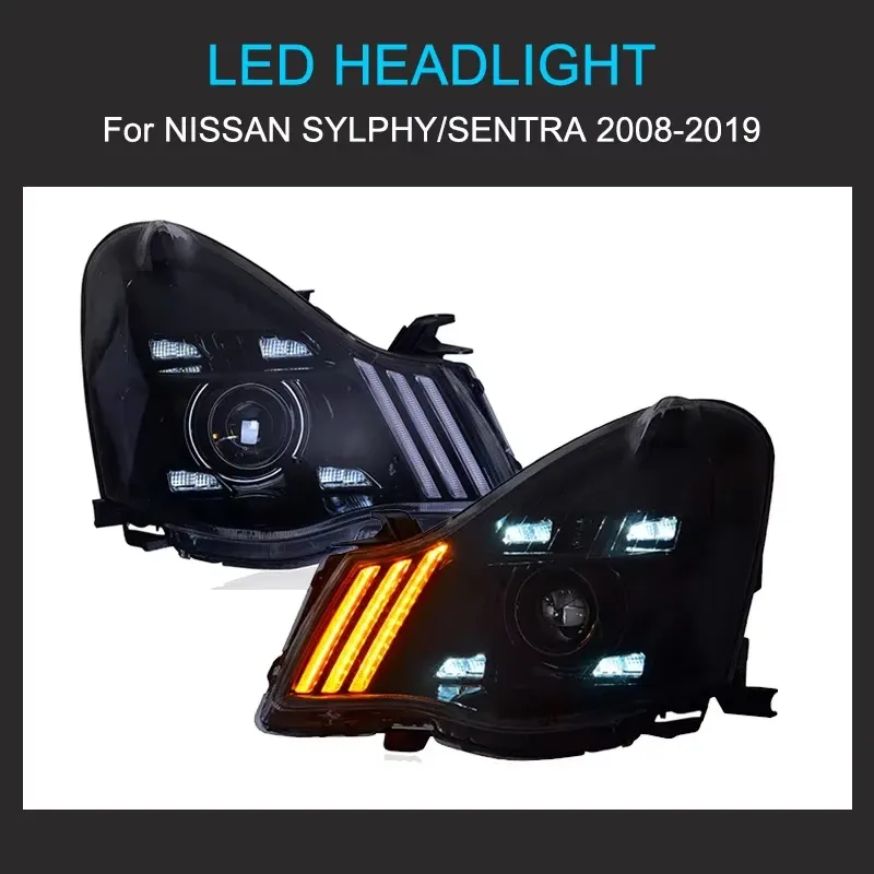 Фары передние LED с ходовыми огнями для Nissan Sylphy/Sentra (2006-2019), комплект, комплект, FT Carlight Carlight — фото 1
