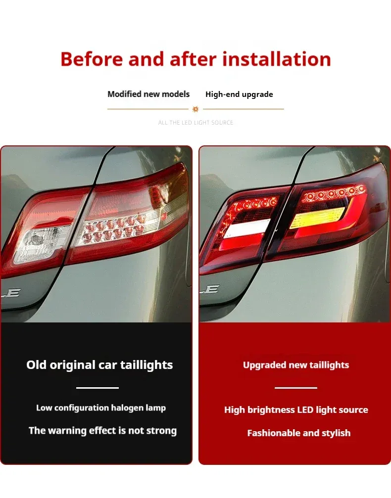 Задние LED-фонари динамический поворотник для Toyota Camry (2007-2011), комплект, комплект, FT Carlight Carlight — фото 7