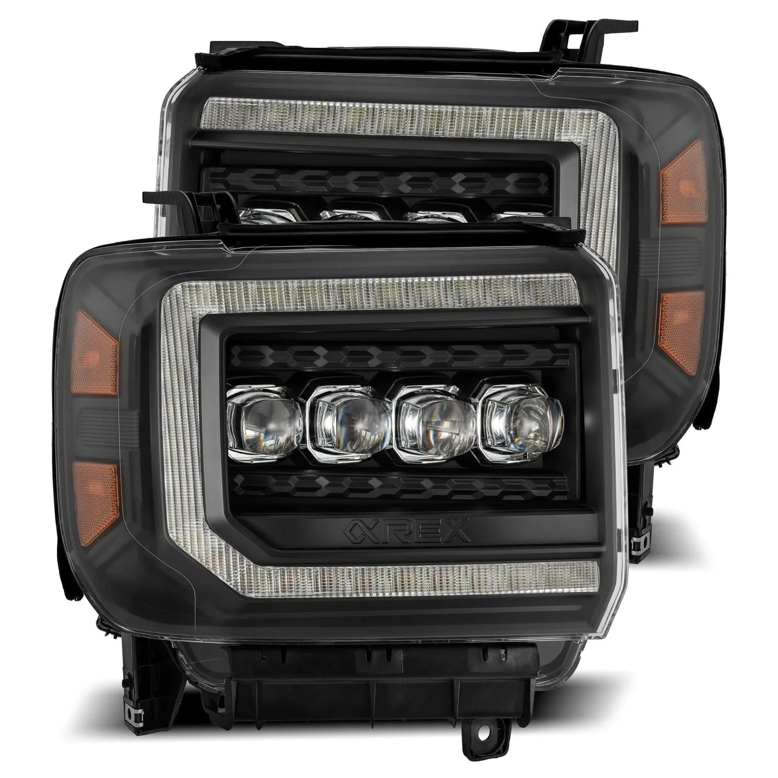 Фары светодиодные Black NOVA для GMC Sierra 1500/2500/3500 2015–2018, AlphaRex — фото 2