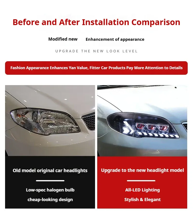 Фары передние LED с ходовыми огнями для Toyota Vios (2005-2007), комплект, комплект, FT Carlight Carlight — фото 7