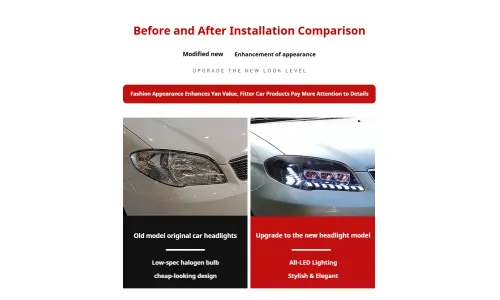 Фары передние LED с ходовыми огнями для Toyota Vios (2005-2007), комплект, комплект, FT Carlight Carlight — фото 7