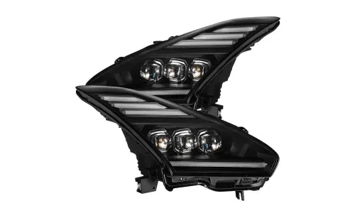 Фары проекторные светодиодные Black Nova для Nissan GT-R R35 2009–2024, AlphaRex — фото 1