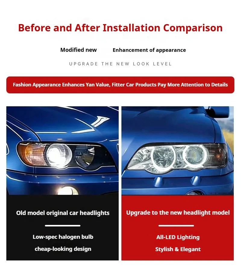 Фары передние LED с ходовыми огнями для BMW X5 E53 (1998-2003), комплект, комплект, FT Carlight Carlight — фото 7