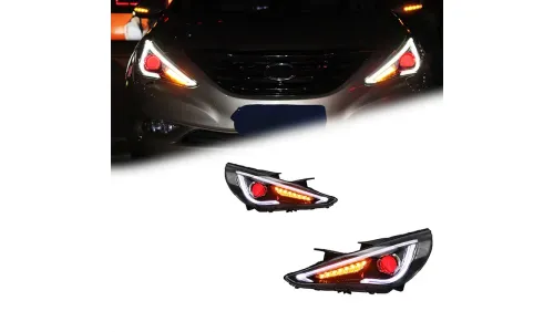 Фары передние LED с ходовыми огнями Devil Eyes для Hyundai Sonata (2011-2015), комплект, комплект, FT Carlight Carlight — фото 2