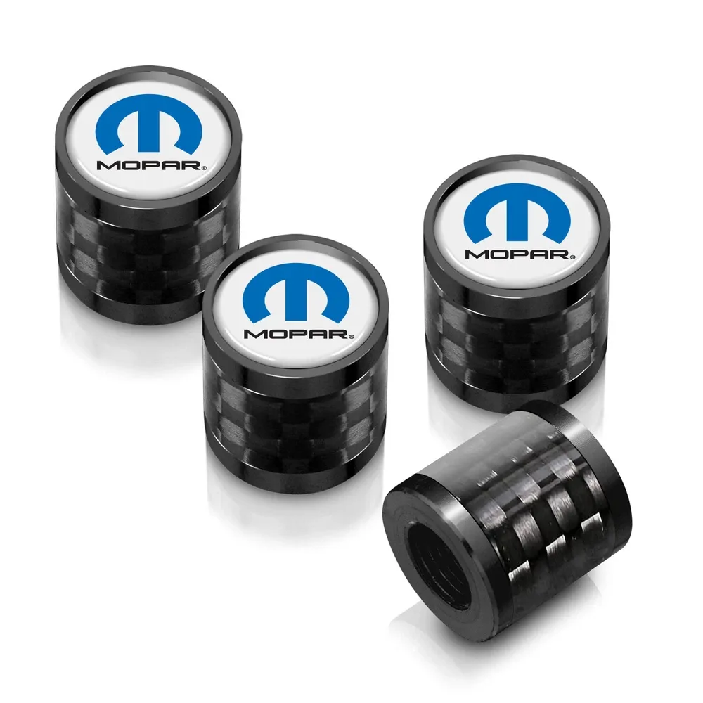 Колпачки ниппелей Mopar на белом фоне карбоновая окантовка черная — фото 1