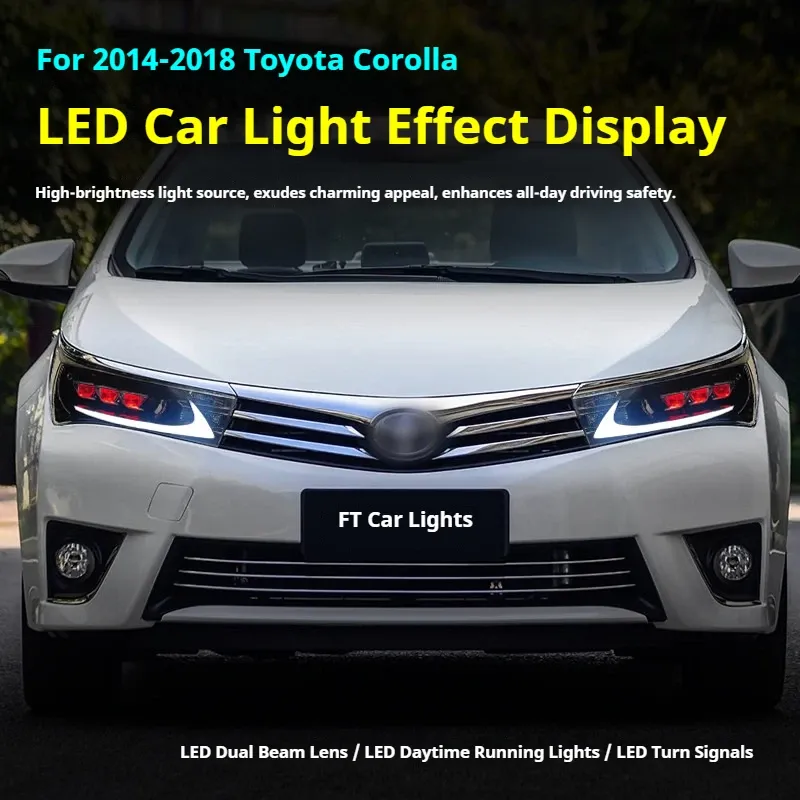 Фары передние LED с ходовыми огнями для Toyota Corolla (2014-2018), комплект, комплект, FT Carlight Carlight — фото 5