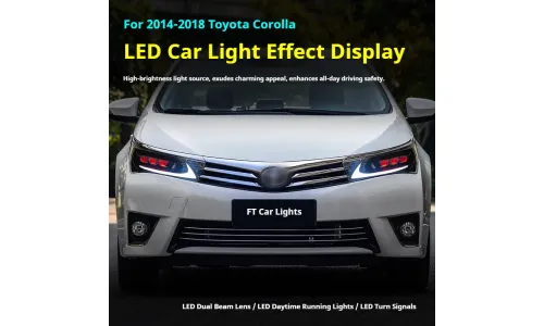 Фары передние LED с ходовыми огнями для Toyota Corolla (2014-2018), комплект, комплект, FT Carlight Carlight — фото 5