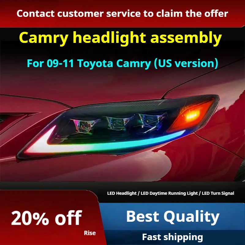 Фары передние LED с ходовыми огнями для Toyota Camry (2009-2011, США), комплект, комплект, FT Carlight Carlight — фото 2