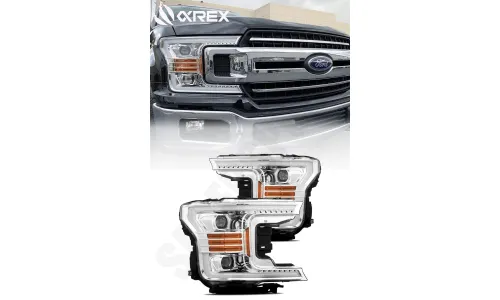 Фары проекторные светодиодные Chrome LUXX для Ford F-150 XL/XLT 2018–2020, AlphaRex — фото 1