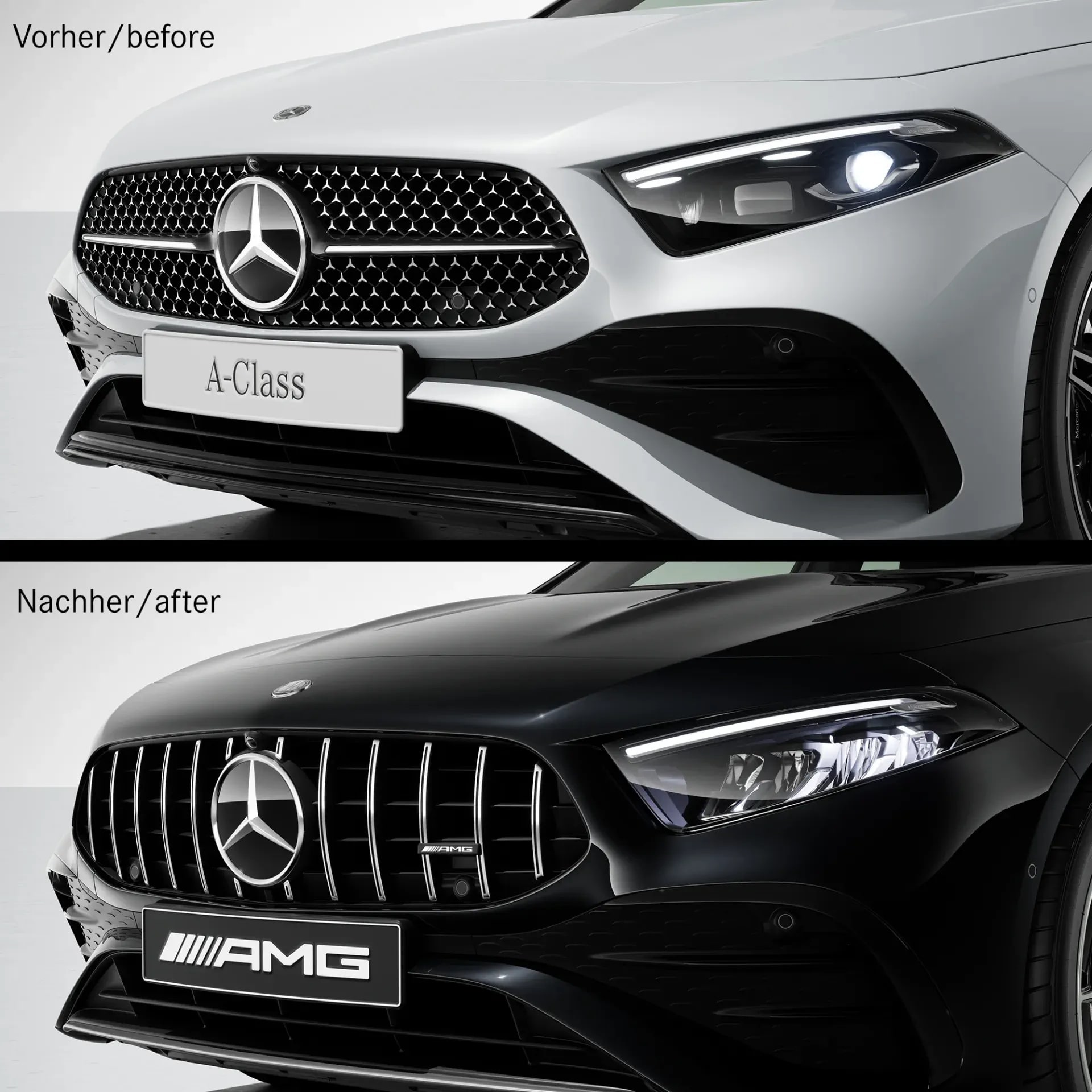 Решетка радиатора Panamericana A 35 AMG Mercedes-Benz A-Класс W177/V177 рестайлинг, хромированные ламели — фото 3