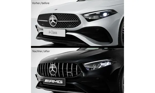 Решетка радиатора Panamericana A 35 AMG Mercedes-Benz A-Класс W177/V177 рестайлинг, хромированные ламели — фото 3