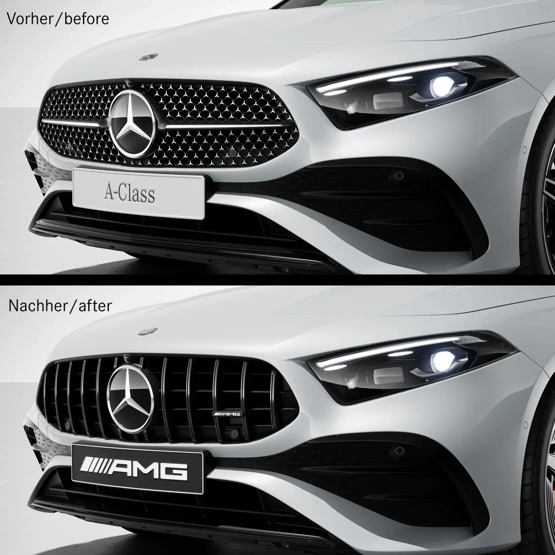 Решетка радиатора Panamericana A 35 AMG Mercedes-Benz A-Класс W177/V177 рестайлинг, темный хром — фото 3