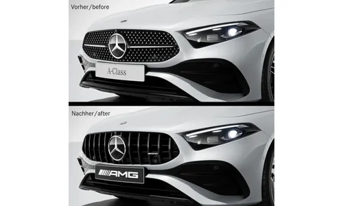 Решетка радиатора Panamericana A 35 AMG Mercedes-Benz A-Класс W177/V177 рестайлинг, темный хром — фото 3