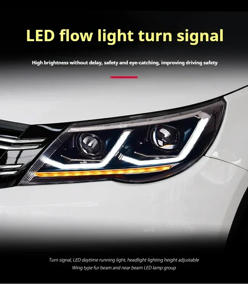 Фары передние LED с ходовыми огнями для VW Tiguan (2009-2012), комплект, комплект, FT Carlight Carlight — фото 3