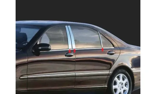 Накладки стоек дверей из нержавеющей стали 6 шт отделка окон QAA для Mercedes S-класса 2007-2013 — фото 1