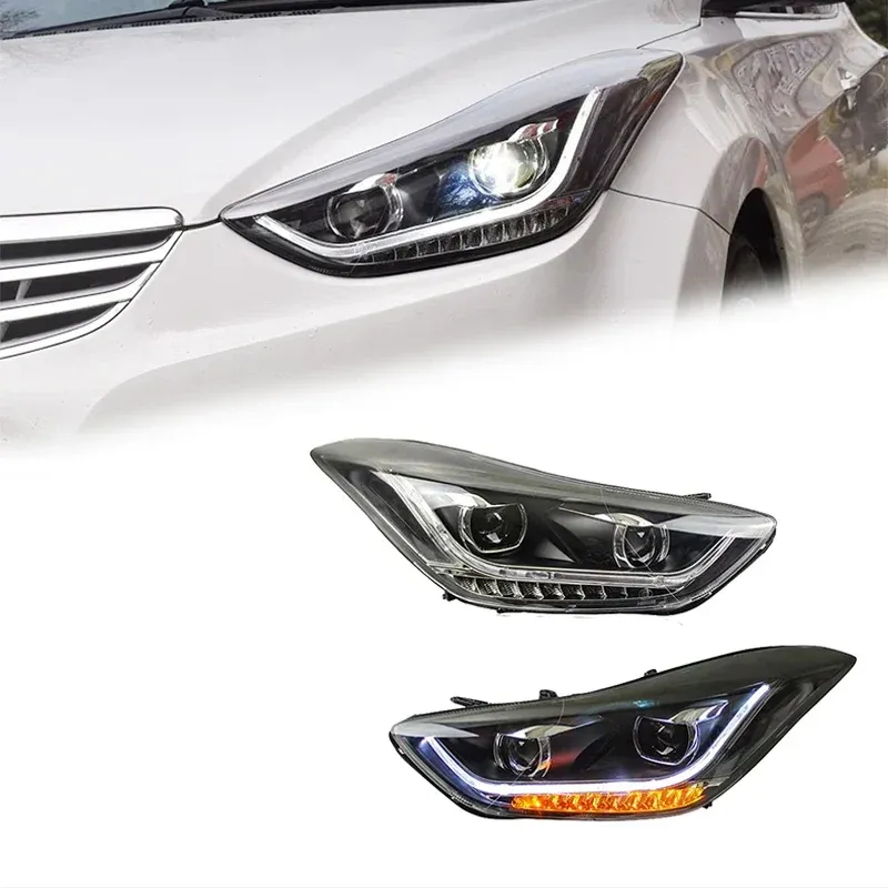 Фары передние LED с ходовыми огнями для Hyundai Elantra (2012-2018), комплект, FT Carlight — фото 1