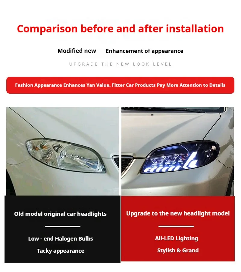 Фары передние LED с ходовыми огнями для Toyota Vios (2003-2004), комплект, комплект, FT Carlight Carlight — фото 7