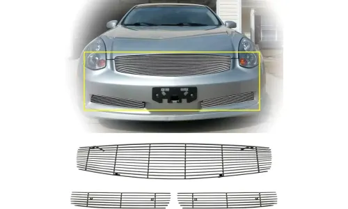 решетка с ламелями хром верхняя нижняя Grills, вставка 2003-2005 Infiniti G35 Coupe — фото 1