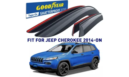 Дефлекторы боковых окон 2014-2023 Jeep Cherokee, накладные, GoodYear — фото 1