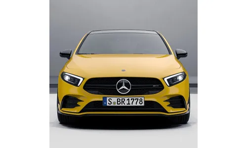 Комплект черной глянцевой решетки Twin-Blade Mercedes-Benz A-Класс W177/V177 в стиле A 35 AMG — фото 1