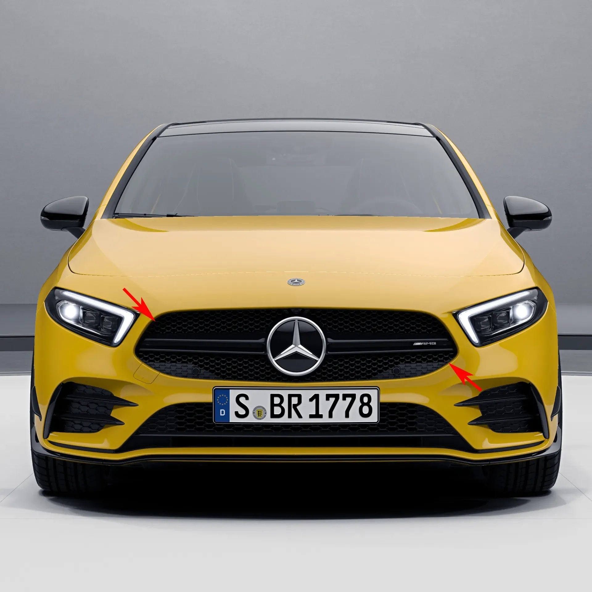 Комплект черной глянцевой решетки Twin-Blade Mercedes-Benz A-Класс W177/V177 в стиле A 35 AMG — фото 4