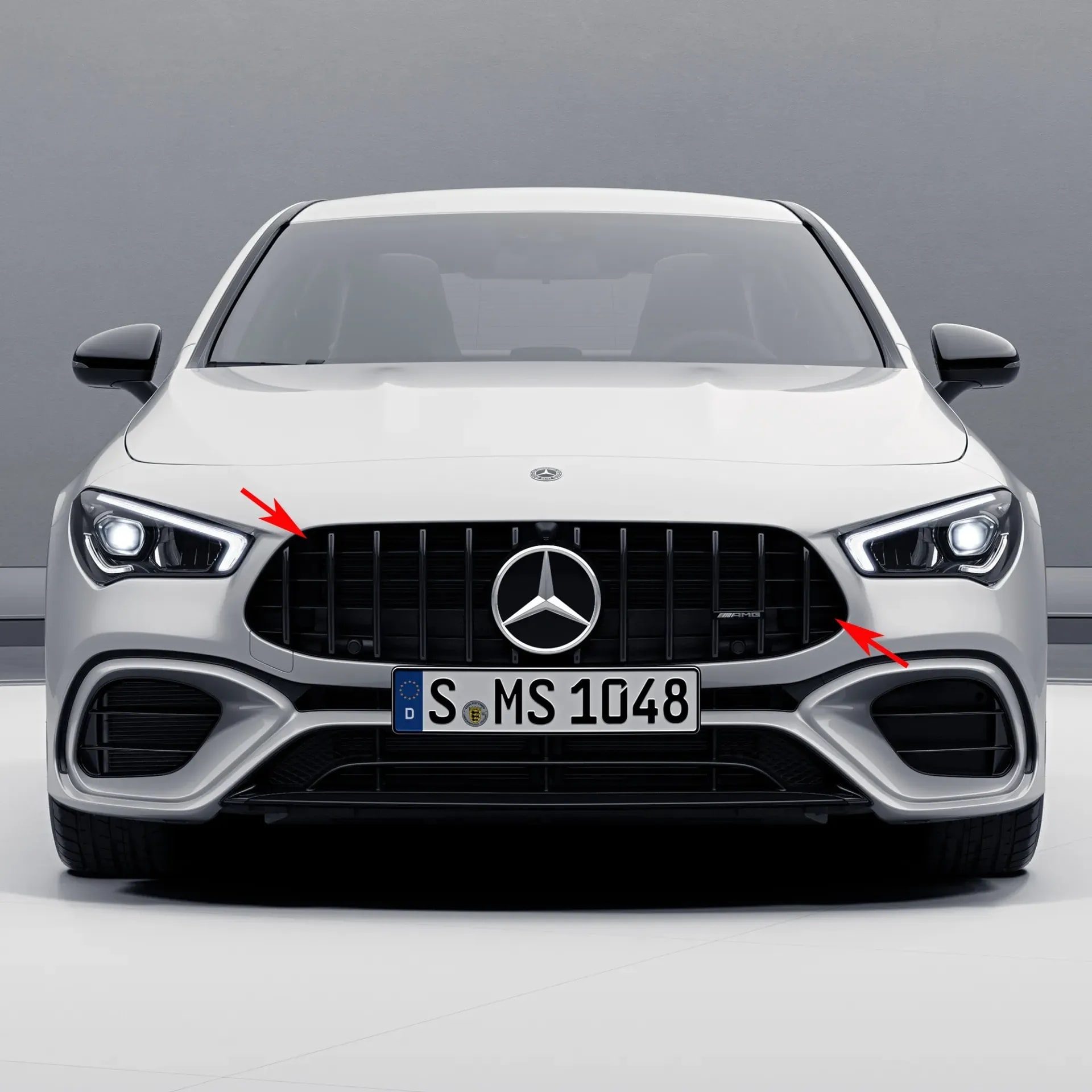 Решетка радиатора Panamericana Mercedes-AMG CLA 45 C118/X118, темный хром — фото 3