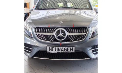 Решетка радиатора Diamond AMG Mercedes-Benz V-Класс W447 до 05.2019 с Distronic ET4, хромированные штифты — фото 3