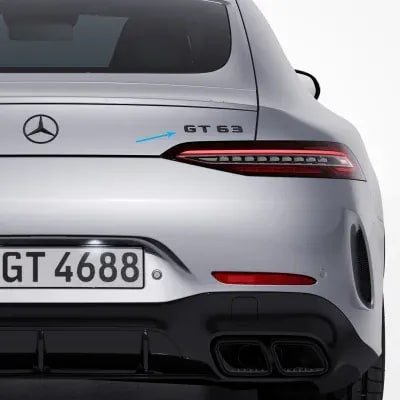 Шильдик GT63 Mercedes-AMG GT X290 на крышку багажника, темный хром — фото 1