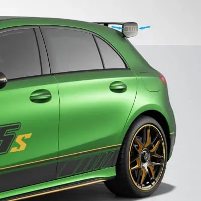 Желтые декоративные полосы на заднее антикрыло Mercedes-Benz A-Class W177 Final Edition, 2 шт. — фото 1