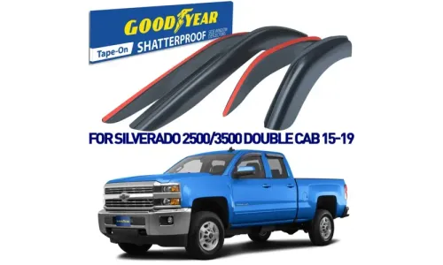 Дефлекторы боковых окон 15-19 Chevy Silverado 2500/3500 Double Cab, накладные, GoodYear — фото 1