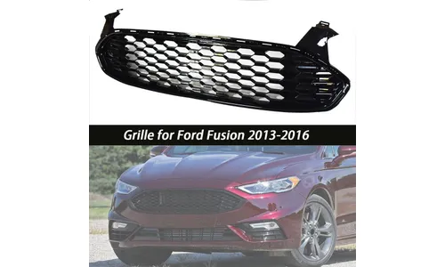 Решетка передняя для Ford Mondeo 2013-2016 стиль Mustang черная глянцевая сотовая — фото 1