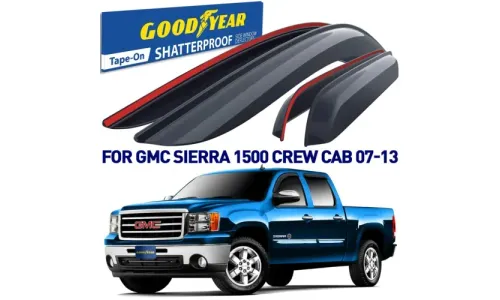 Дефлекторы боковых окон 2007-2013 GMC Sierra 1500 Crew Cab, накладные, GoodYear — фото 1