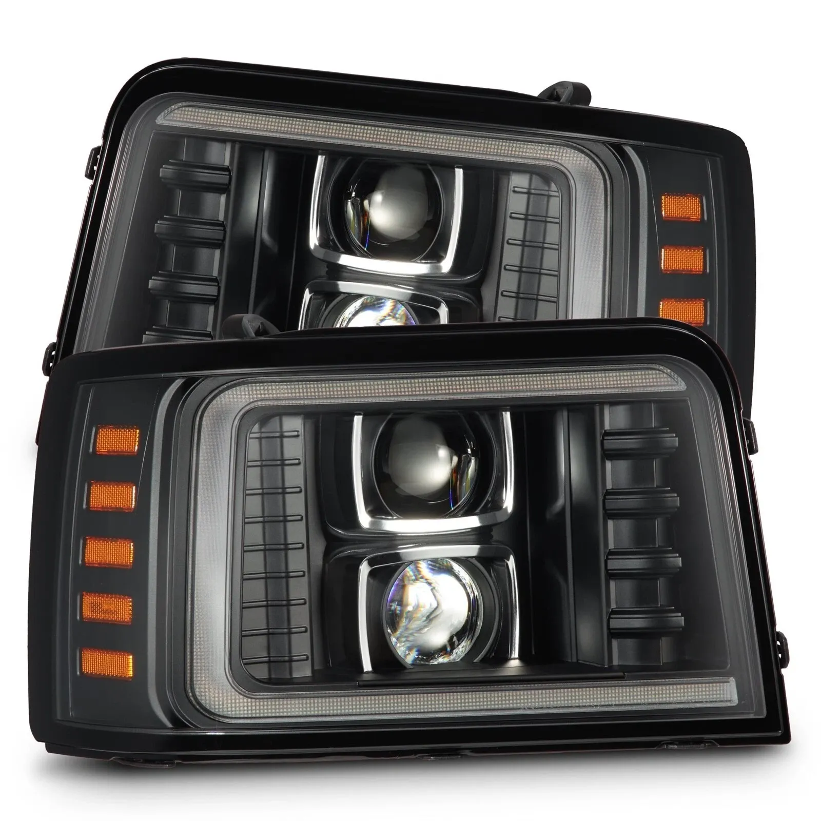 Фары галогеновые Black Pro Series для Ford F-150/250 Bronco 1992–1996, AlphaRex — фото 2