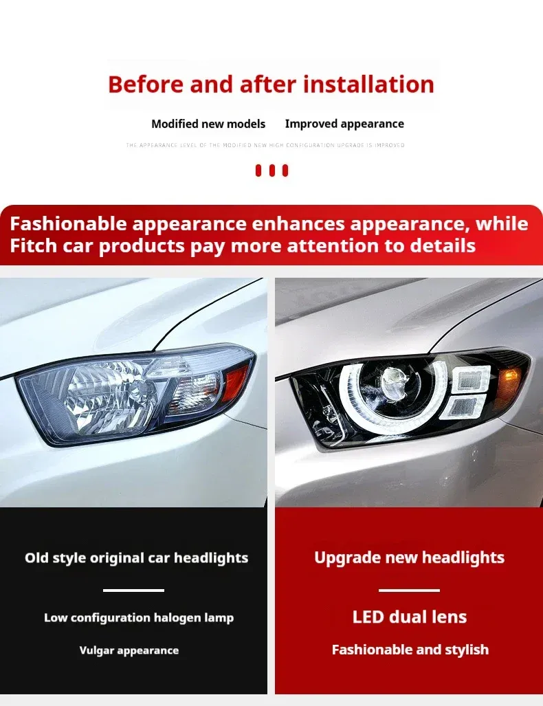 Фары передние LED с ходовыми огнями для Toyota Highlander (2007-2011), комплект, комплект, FT Carlight Carlight — фото 6