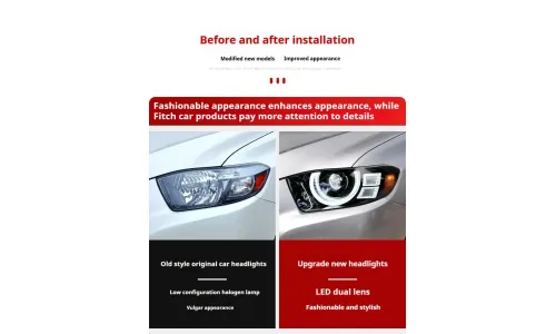 Фары передние LED с ходовыми огнями для Toyota Highlander (2007-2011), комплект, комплект, FT Carlight Carlight — фото 6