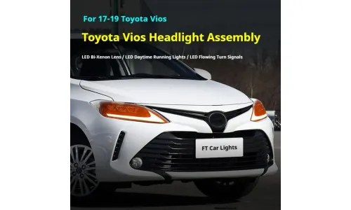 Фары передние LED с ходовыми огнями для Toyota Vios (2017-2019), комплект, FT Carlight — фото 5
