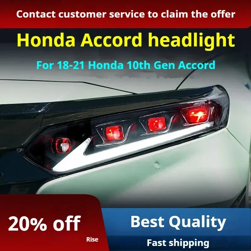 Фары передние LED с ходовыми огнями для Honda Accord 10 (2018-2022), комплект, FT Carlight — фото 2