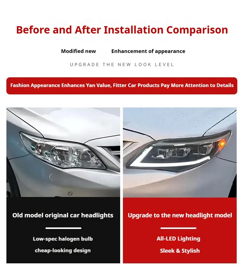 Фары передние LED с ходовыми огнями для Toyota Corolla (2011-2013), комплект, комплект, FT Carlight Carlight — фото 7