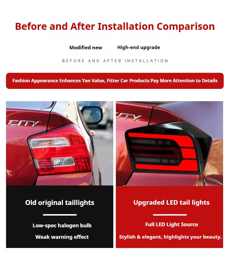 Задние LED-фонари динамический поворотник для Honda City (2008-2014), комплект, комплект, FT Carlight Carlight — фото 7