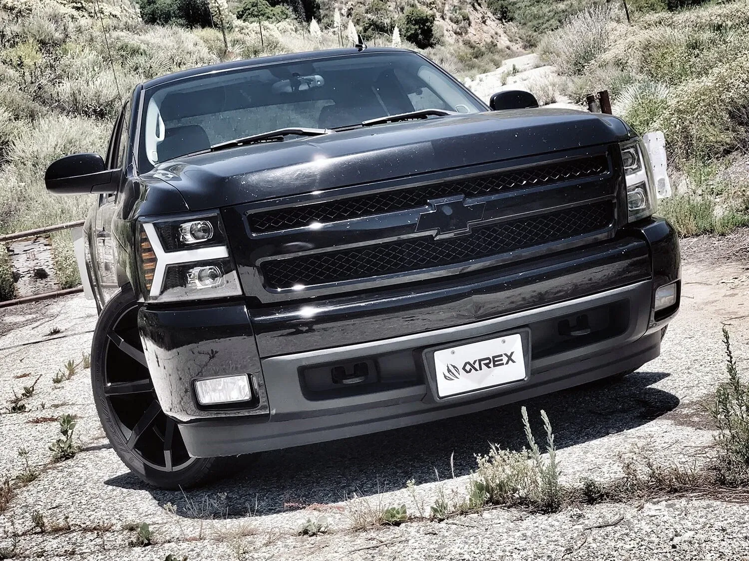 Фары проекторные Base Version Black для Chevy Silverado 2007–2013, AlphaRex — фото 1