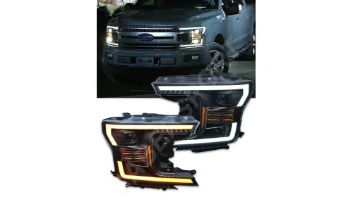 Фары проекторные галогеновые PRO для Ford F-150 XL/XLT 2018–2020, AlphaRex — фото 1