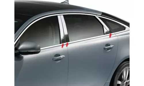 Накладки стоек дверей из нержавеющей стали 6 шт отделка окон QAA для Jaguar XJ 2011-2017 — фото 1
