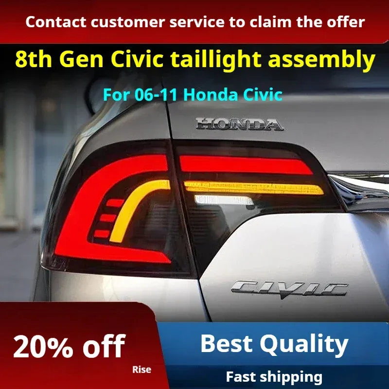 Задние LED-фонари динамический поворотник для Honda Civic 8-го поколения (2006-2011), комплект, комплект, FT Carlight Carlight — фото 2
