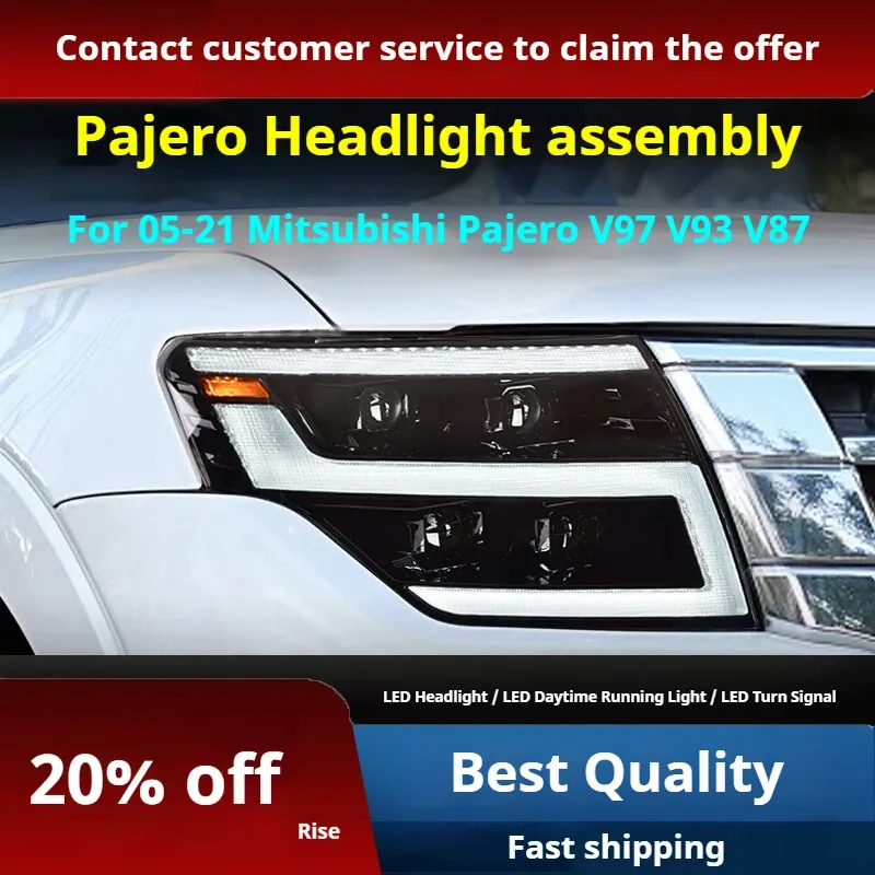 Фары передние LED с ходовыми огнями для Mitsubishi Pajero V97 (2005-2021), комплект, комплект, FT Carlight Carlight — фото 2
