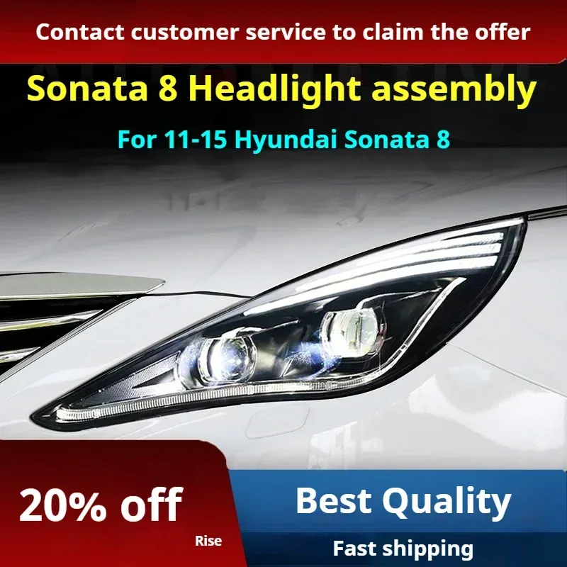 Фары передние LED с ходовыми огнями для Hyundai Sonata (2011-2015), комплект, комплект, FT Carlight Carlight — фото 2