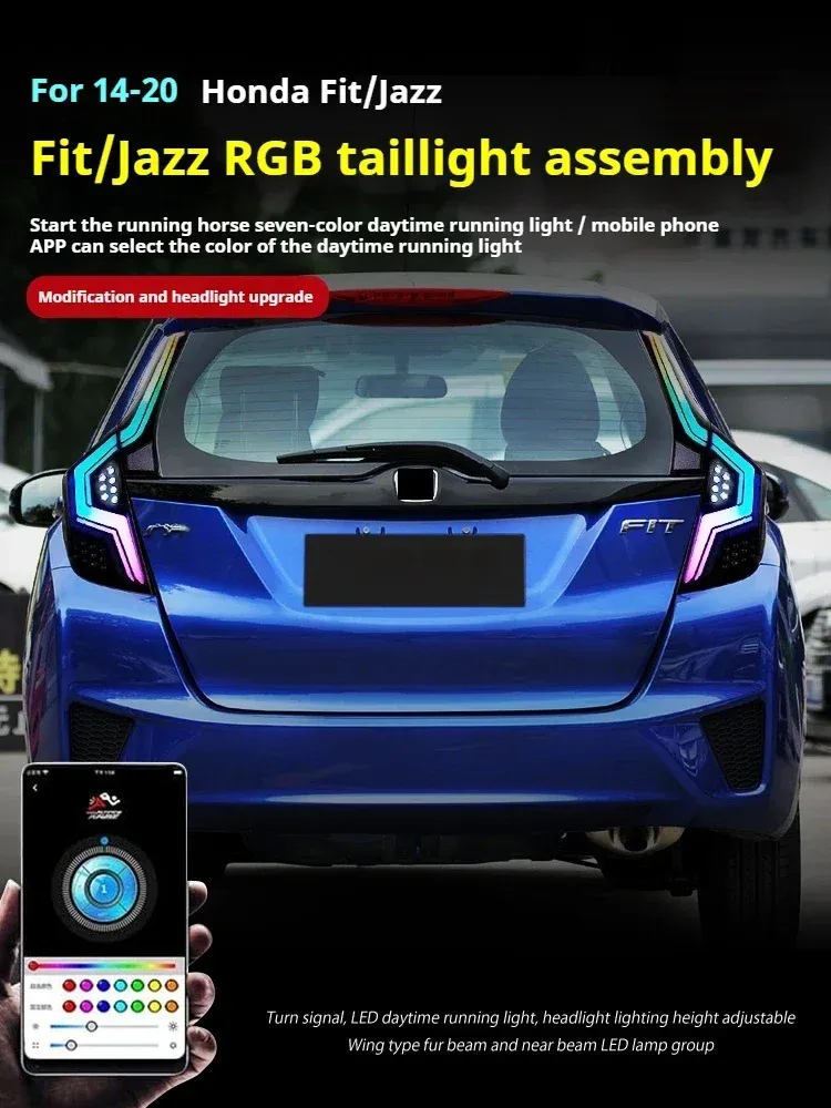 Задние LED-фонари RGB динамический поворотник для Honda Fit Jazz GK5 (2014-2020), комплект, комплект, FT Carlight Carlight — фото 2