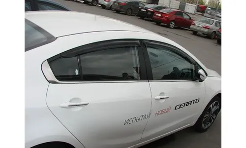 Дефлекторы боковых окон KIA Cerato, 2013-2020, 4 ч., темный / Киа Серато — фото 2