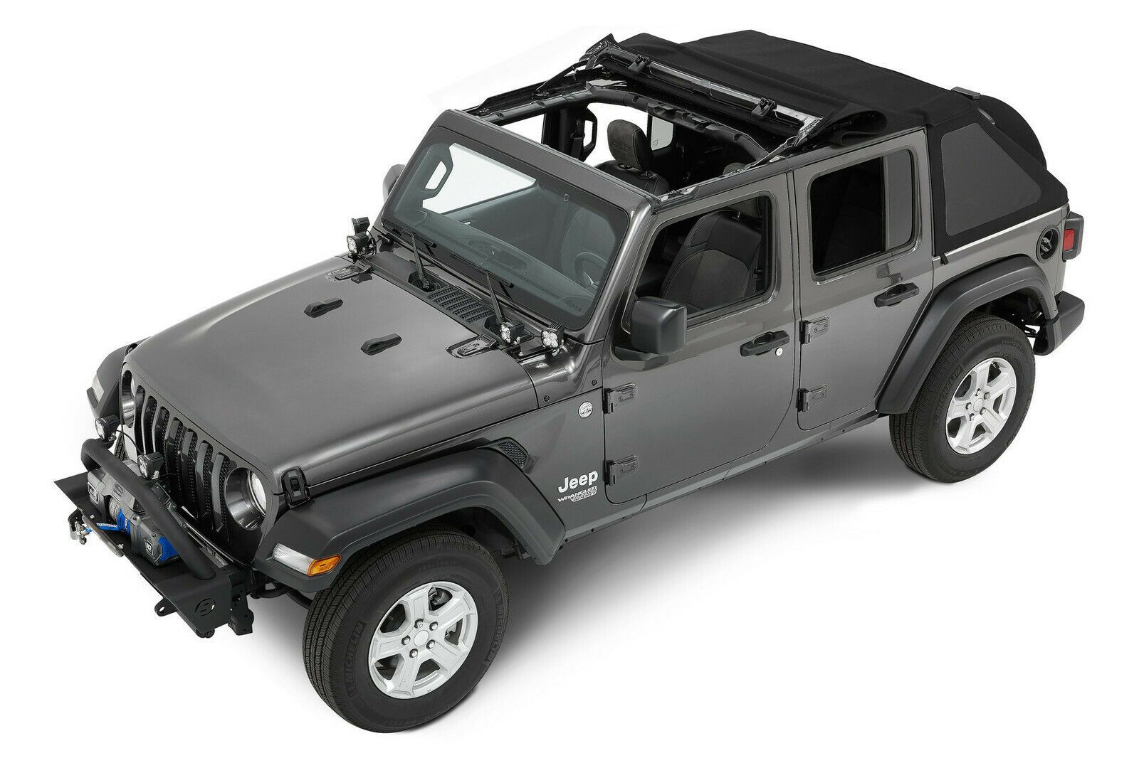 Крыша Jeep Wrangler JL 4D, мягкая, складная, материал Black Diamond, Bestop — фото 2