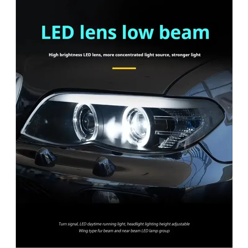 Фары передние LED с ходовыми огнями для BMW X5 E53 (2004-2006), комплект, комплект, FT Carlight Carlight — фото 2
