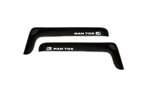 Дефлектор окон 2 шт. MAN TGS "короткий", накладной, скотч 3М, дымчатый / Ман ТГС — фото 1